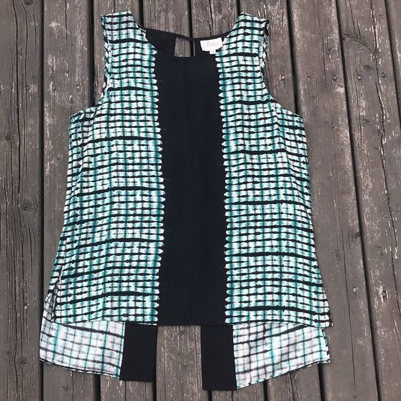 ⭐️ HP PARKER Silk Open Back Geo Sleeveless Blouse - Picture 3 of 12